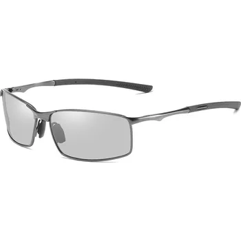 Sluneční brýle Techsuit - Sluneční brýle polarizační (559) - pro muže, s UV ochranou a kovovým rámem, obdélníkové - barva pistole / fotochromatická