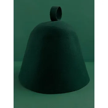 Saunový klobouk / čepice do sauny ze 100% vlny - zelená Klobouk do sauny - tmavě zelený