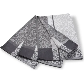 Utěrka Wooline Kuchyňské utěrky ornamenty šedá 3ks, 50x70cm