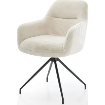 Jídelní židle DELIFE Jídelní židle Pejo-Flex plyšový manšestr krémová bílá křížová podnož zúžená černá taštičkové pružiny