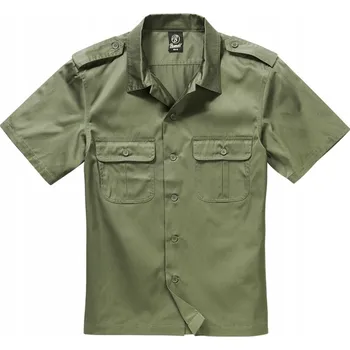Pánská košile Pánská košile Brandit zelená bavlněná s krátkým rukávem velikost S