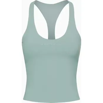PORSCHE 2-in-1 sport top Cayenne Electric Lifestyle Tílko dámské krátké volnočasové sportovní funkční mátová zelená (Funkční crop top s integrovanou sportovní podprsenkou)