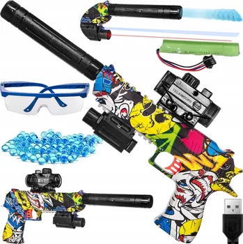Dětská zbraň PISTOLE NA GELOVÉ KULIČKY VODNÍ PUŠKA AUTOMATICKÁ SADA XL LASER BRÝLE