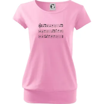 Hodně štěstí zdraví - noty - Volné triko city - XL ( Růžová )