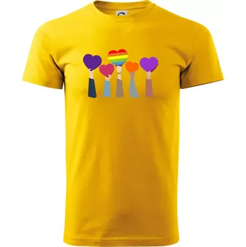 LGBT ruce srdce - Triko extra velké (5-8XL) - 7XL ( Žlutá )