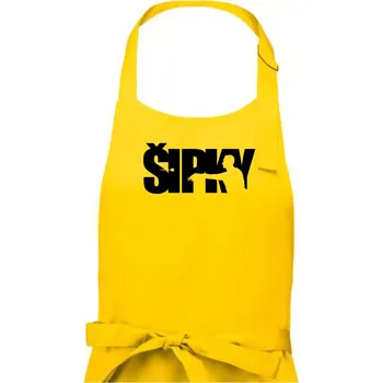 Kuchyňská zástěra Šipky - nápis se šipkařem - Pánská zástěra na vaření - Univerzální velikost ( Žlutá )