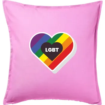 Polštář LGBT srdce duhové - Polštář 50x50 - 50x50 - Pouze potah ( Růžová )