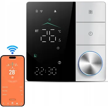 TUYA Termostat s otočným ovladačem WiFi Matter LCD pro vodní podlahové topení 5A