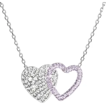 Náhrdelník Stříbrný náhrdelník dvojité srdce se Swarovski krystaly 32079.3 violet