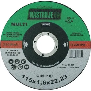 Řezný kotouč Řezný kotouč 115x1,6mm C46P na hliník, plasty, dlaždice a dřevo IM-1-115-1,6RU