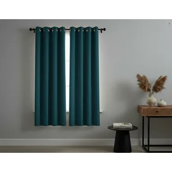 Zatemňovací krátký závěs s kroužky FLAVIA- BLACKOUT 135x180 cm petrolejová (cena za 1 kus) France