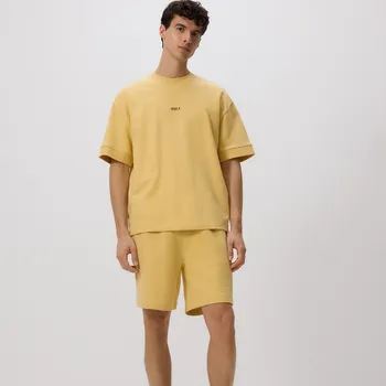 Pánské kalhoty Reserved - Pohodlné bavlněné šortky - světle žlutá - 3859C-10X - 3859C-10X-L