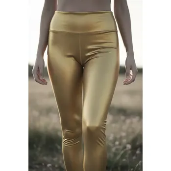 Dámské legíny Dámské koženkové legíny Fashion Design zlatá