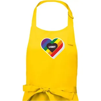 Kuchyňská zástěra LGBT srdce duhové - Pánská zástěra na vaření - Univerzální velikost ( Žlutá )