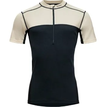 Pánské tričko Pánské merino tričko DEVOLD Lauparen Merino 190 Zip Tee Man, Raw White/Ink/Black - M