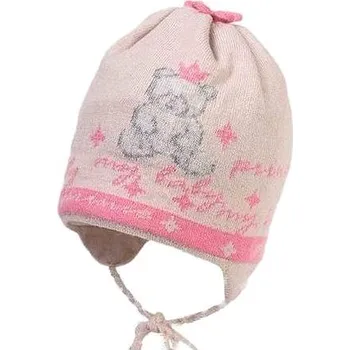 Kojenecké oblečení Jamiks dívčí čepice Bobi béžovo/růžová 40
