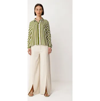 Dámská halenka Halenka SKFK Ekia GG7 bílo-zelená pruhovaná Velikost: 36