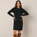 Blancheporte Úpletové šaty s třpytivými lemy a kapsami černá