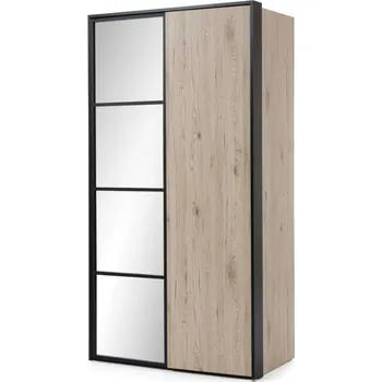 Dětská skříň Industriální šatní skříň Glass Loft 2D pravá - dub bordeaux, černá