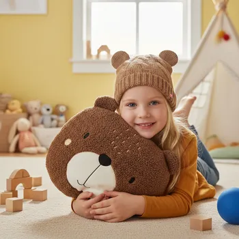 Polštář Sleep-well POLŠTÁŘEK MEDVĚD HLAVA, hnědý