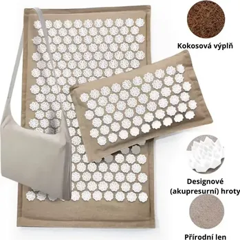Akupresurní podložka Akupresurní podložka s kokosovou výplní - Béžová – bílé hroty