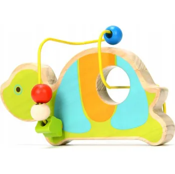 Dřevěná hračka DŘEVĚNÁ ŽELVA S LABYRINTEM PROPLÉTÁNÍ MOTORICKÁ SMYČKA VZDĚLÁVACÍ HRA