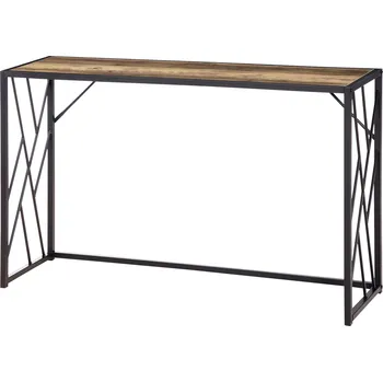 Konferenční stolek HOMCOM Konzolový stolek, předsíňový stolek s ocelovými nohami, odkládací stolek v industriálním stylu, dekorativní stolek do předsíně, pro vstupní kancelář, ocel, 120 x 35 x 75 cm Hnědý