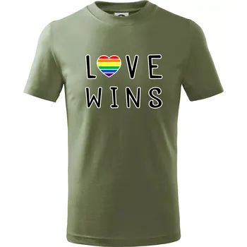 Dětská móda Love wins nápis - Tričko dětské bavlněné - 122 cm/6 let ( Khaki )