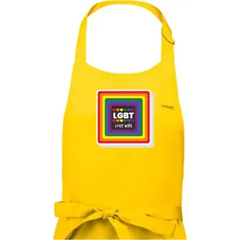 Kuchyňská zástěra Love wins čtverec - Pánská zástěra na vaření - Univerzální velikost ( Žlutá )