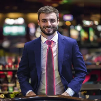 Karnevalový doplněk Kravata LED svítící růžová