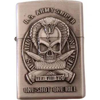 Zapalovač KANTAI Benzínový zapalovač U.S. ARMY SNIPER - stříbrný mat