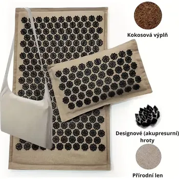 Akupresurní podložka Akupresurní podložka s kokosovou výplní - Béžová – černé hroty