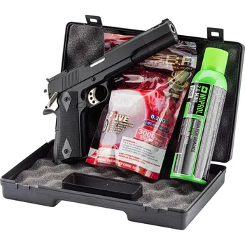 Airsoftová zbraň ASG | Set Airsoft pistole GNB 1911 + BBs + plyn + kufřík