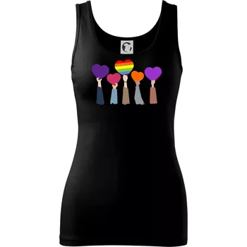 Dámské tričko LGBT ruce srdce - Dámské tílko - XL ( Černá )