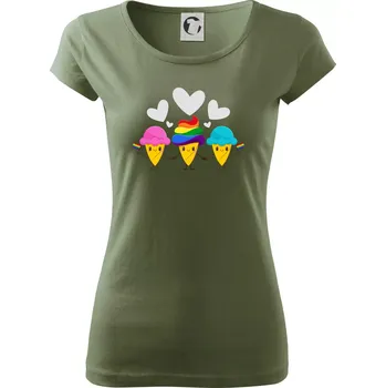 Dámské tričko LGBT zmrzliny - Dámské triko Pure - 2XL ( Khaki )