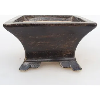 Květináč Keramická bonsai miska 13 x 13 x 8 cm hnědá