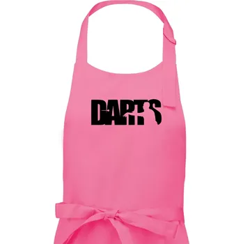 Kuchyňská zástěra Darts - nápis se šipkařem - Pánská zástěra na vaření - Univerzální velikost ( Růžová )