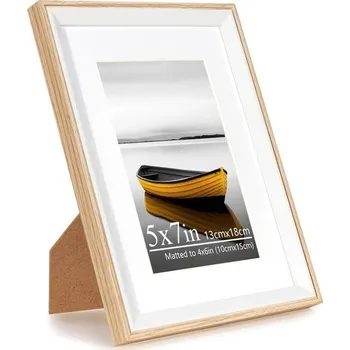 Rám na obraz Dubový bílý dvoubarevný fotorámeček 13x18cm s paspartou 10x15cm, fotorámeček s akrylovým sklem,