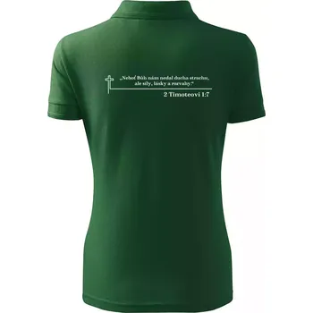 Dámská košile Citáty z bible - 2 Timoteovi 1:7 - Polokošile dámská Pique Polo - S ( Lahvově zelená )