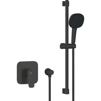 Grohe CUBEO sprchový set s podomítkovou baterií, ruční sprcha, tyč, hadice, nástěnné kolínko, matte black