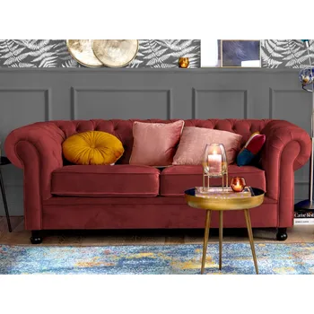 Pohovka Pohovka Chesterfield, červená látka