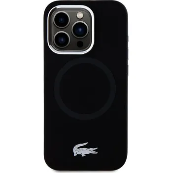 Lacoste Liquid Silicone Microfiber Silver Croc Logo MagSafe Zadní Kryt pro iPhone 15 Black