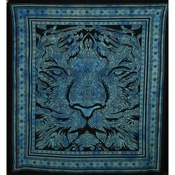 Přehoz na lůžko Mandala velká Lev modrá