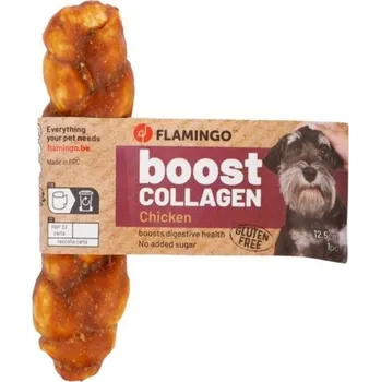 Pamlsek pro psa FLAMINGO Boost Collagen Braided Strip s kuřetem 12,5cm (30g) (1ks)
