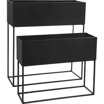 Stojan na květiny Edaxo Kovové podlouhlé loftové stojany na květiny TINO, 2 ks