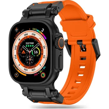 Řemínek na hodinky Techsuit - Řemínek na hodinky (W064) - Apple Watch 1/2/3/4/5/6/7/8/9/10/11/SE/SE 2/SE 3/Ultra/Ultra 2/Ultra 3 (42/44/45/46/49 mm) - titanově černý oranžový