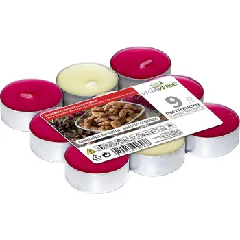 Svíčka Sada čajových svíček vůně pražené mandle, 9 ks