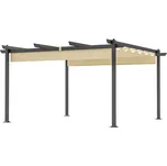 OUTSUNNY Hliníková pergola s nastavitelnou látkovou střechou 390 x 390 cm béžová