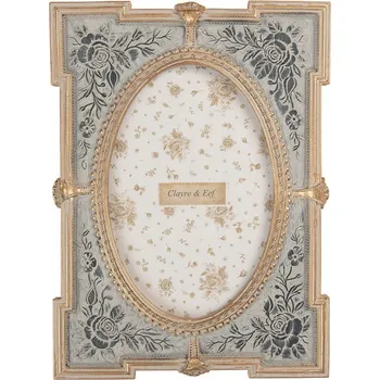 Rám na obraz Béžovo-zlatý antik fotorámeček zdobený květy - 15*2*21 cm / 10*15 cm