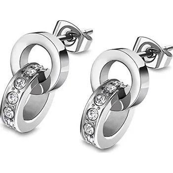 Náušnice Dámské ocelové náušnice propletené kroužky | Elegantní design | Kvalitní zpracování | Dámské naušnice | Dámské šperky | ROMERO chirurgická ocel, zirkony